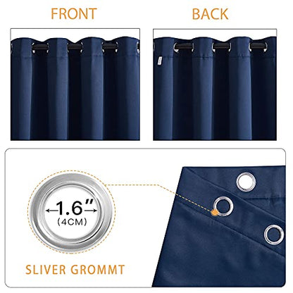 RYB HOME Noise Reducing Curtains, 3 Layers Total Blackout Curtains | Thermal Insulated, Energy Efficiency Heavy Duty, Grommet, For Kids Room Studio Bedroom, W52 x L63, Navy Blue, 2 Panels - color: Navy Blue, size: 52"W x 63"L (Pack of 2)