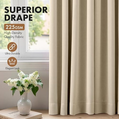 MIULEE Cream Beige Blackout Curtain for Bedroom Living Room 40"x84" 2 Panel | Thermal Insulated, Room Darkening Drapes, Rod Pocket, Noise Reduction, Light Blocking, Solid Window Treatments - color: Cream Beige, size: 40"W x 84"L (Pack of 2)
