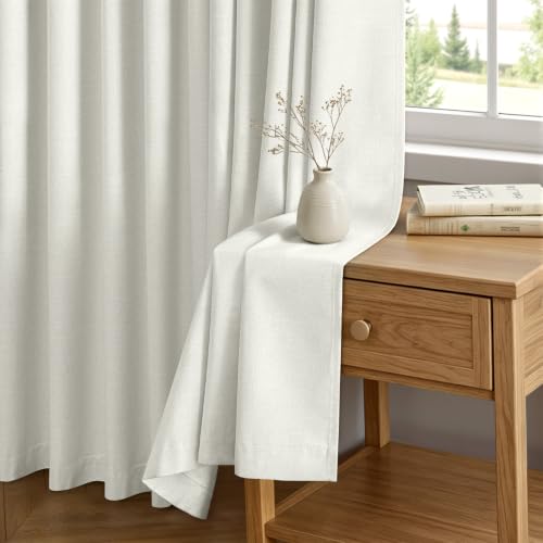 MIULEE Linen Textured 100% Blackout Curtains 72" Long White Backing Birch | Total Black Out, Thermal Insulated, Heat and Light Blocking, Back Tab&Rod Pocket, Heavy Duty, Thick, Linen Look, Bedroom - color: Birch, size: 40"W x 72"L (Pack of 2)
