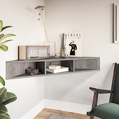 BELLEZE 47" Russel TV Stand & Entertainment Center - Gray Wash | Modern Style,Wall-mounted Storage Shelf,Fit TV up to 46",Living Room Dining Room - color: Gray Wash, style: Russel