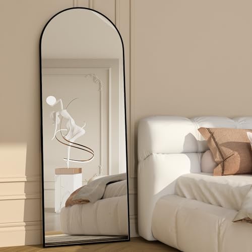 Full Length Mirror, 56"x16" Arch Mirror Floor Mirror with Stand, Black Arched Full Body Standing or Leaning Mirrors for Bedroom, Living Room - color: Black, size: 56"L x 16"W