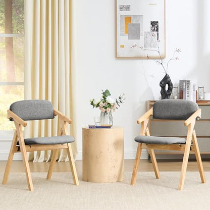 Folding Chairs with Padded Seats,Wooden Stackable Dining Chair,Easy to Store Foldable Dining Chairs for Kitchen, Living Room, Wedding Party Picnic (Dark Gray) - color: Dark Gray