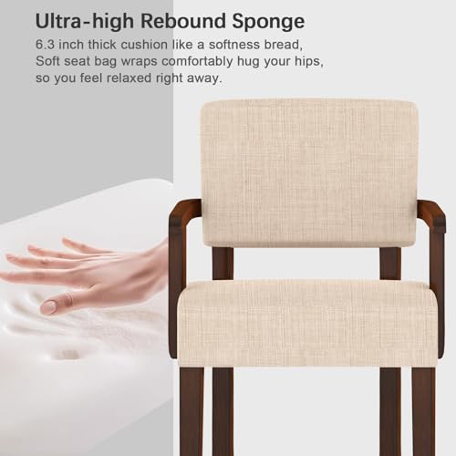 Accent Chair, Armchair with Solid Wood Frame and Legs, Beige | Upholstered Living Room Chair, Comfy Reading Chair for Bedroom, Waiting Room, Home Office, Easy Assembly - color: Linen Beige, size: One Chair