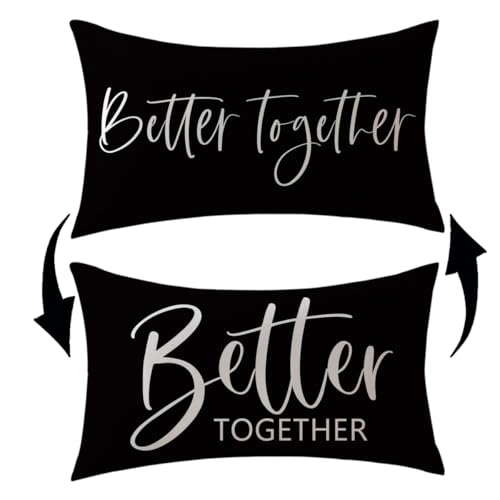 ULOVE LOVE YOURSELF Better Together Lumbar Throw Pillow Cover Romantic Couple Reversible Decorative Pillowcase12''x20'' Double-Sided Print Cushion Cover for Bed/Sofa (Black) - color: Black