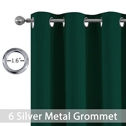 Yakamok Blackout Curtains 38x54 inch Dark Green Thermal Drapes-Bedroom | 2 panels,room darkening,thermal insulated,noise reducing,privacy protection,grommet window treatment,living room study dining - color: Dark Green, size: 38"W x 54"L (Pack of 2)