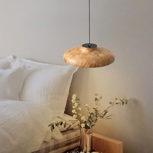 Japanese Style Resin Pendant Light,12.6 in Glass Single Head Bedroom Headboard Hanging Lamp Fixtures, Kitchen Island Dining Room Living Small Size Easy to Install Chandelier