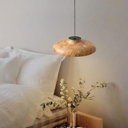 Japanese Style Resin Pendant Light,12.6 in Glass Single Head Bedroom Headboard Hanging Lamp Fixtures, Kitchen Island Dining Room Living Small Size Easy to Install Chandelier