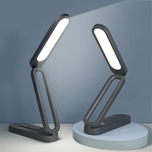 Giryuhd LED Desk Lamp for Office Home & Battery Operated Lamp Rechargeable Lamp Foldable & Portable Light, LED Desk Light Strip, 3 Brightness Dimmable Small Desk Lamp Wireless Reading Lamp(2-Black) - color: Black-2Pack