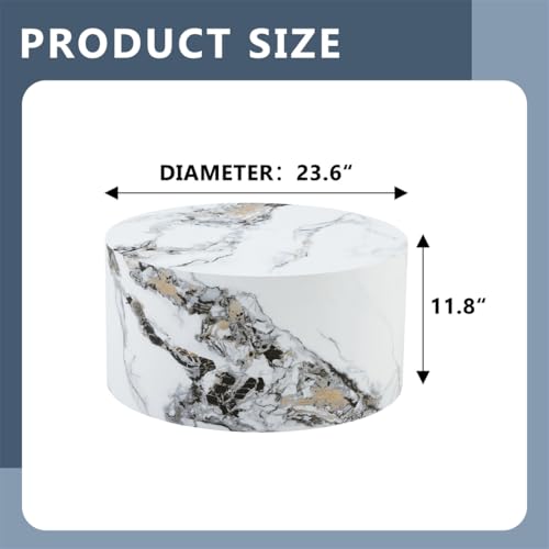 Round Coffee Table Living Room Table, Modern White Faux Marble Center Couch Table, No Assembly Required - Ready to Use,Space-Saving - color: 24'' Marble White, size: 24'' Round Coffee Table