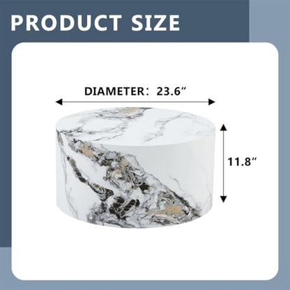 Round Coffee Table Living Room Table, Modern White Faux Marble Center Couch Table, No Assembly Required - Ready to Use,Space-Saving - color: 24'' Marble White, size: 24'' Round Coffee Table