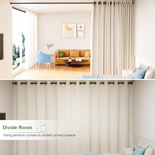 Heavy Duty Tension Curtain Rod No Drilling, 63-123 Inch Adjustable | 1.26" Diameter Pole, Spring Loaded, Non Slip, Renter Friendly Curtain Rod for Windows/Room Divider/Balcony/Patio, Matte Black - color: Matte Black, size: 63-123 Inches