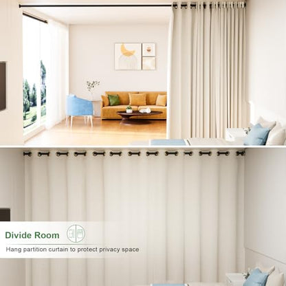 Heavy Duty Tension Curtain Rod No Drilling, 63-123 Inch Adjustable | 1.26" Diameter Pole, Spring Loaded, Non Slip, Renter Friendly Curtain Rod for Windows/Room Divider/Balcony/Patio, Matte Black - color: Matte Black, size: 63-123 Inches