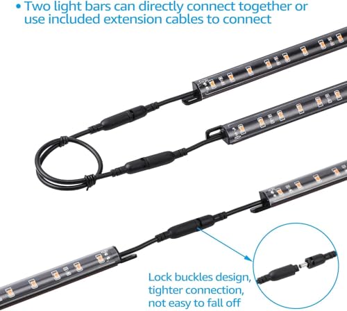 TORCHSTAR 4pcs 12 Inch LED Safe Lighting Kit, Rocker Switch, 3000K | UL Power Adapter, Input 100-240V, Linkable Gun Safe Light Bars, 600LM, for Under Cabinet Locker Closet Showcase, Warm White - color: Warm White (3000K)