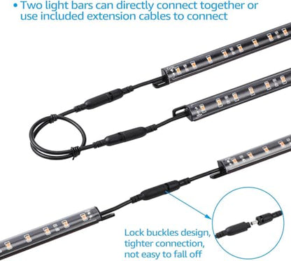 TORCHSTAR 4pcs 12 Inch LED Safe Lighting Kit, Rocker Switch, 3000K | UL Power Adapter, Input 100-240V, Linkable Gun Safe Light Bars, 600LM, for Under Cabinet Locker Closet Showcase, Warm White - color: Warm White (3000K)