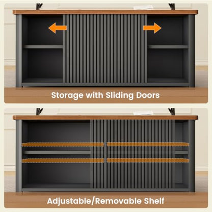 SEDETA 31.5" Lift Top Coffee Table with Storage, Square Coffee Tables for Living Room, Fluted Coffee Table with Large Hidden Storage Compartment and Adjustable Shelves, Fluted Black - color: Fluted Black