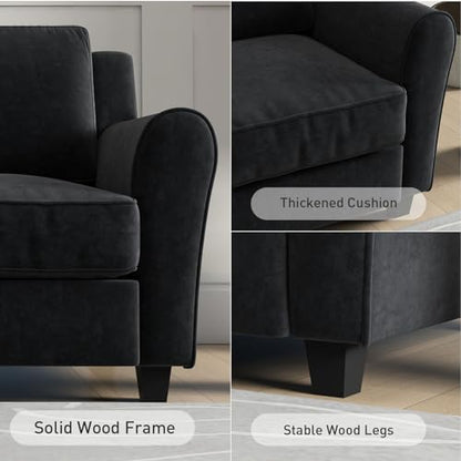 Bonzy Home 2 Piece Sofa Set, 3-Seater Sofa Couch Set of 2, Modern Comfy Sofa with Thick Cushion for Living Room Apartment Office, Black - color: Black, size: 80.7"+80.7"(3 + 3 Seat)