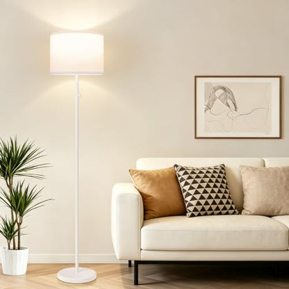Floor Lamp Simple Design with Shade, Standing Lamps for Living Room Bedroom Office Dining Room Kitchen-White - color: White-White Linen Shade