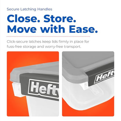 Hefty 6.5 Qt Flat-Lid Storage Bin with Lid, Stackable Plastic Storage Container, Organizer for Home, Office & Classroom, 8 Pack, Gray - size: 6.5 QT - 8 Pack