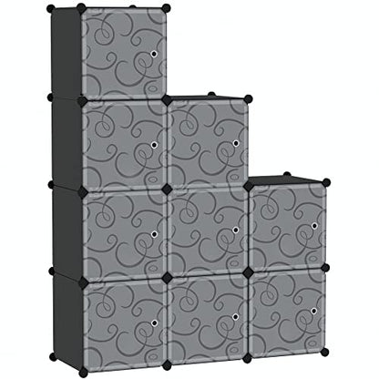 C&AHOME 9-Cube Storage Organizer with Door Cube Shelf Closet Cabinet Black | DIY Plastic Modular Bookshelf, Stackable Clothes Storage Shelving Ideal for Home, Bedroom - size: 9-Cube