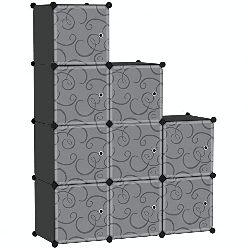 C&AHOME 9-Cube Storage Organizer with Door Cube Shelf Closet Cabinet Black | DIY Plastic Modular Bookshelf, Stackable Clothes Storage Shelving Ideal for Home, Bedroom - size: 9-Cube