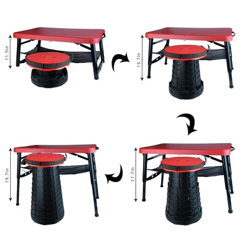 Small Folding Table, Adjustable Height, Camping & Picnic Table, 4 Foot Lightweight - color: Red