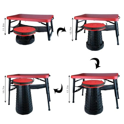Small Folding Table, Adjustable Height, Camping & Picnic Table, 4 Foot Lightweight - color: Red