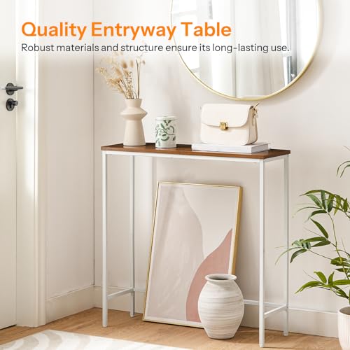 HOOBRO Narrow Console Table, 29.5" Small Entryway Table, Thin Sofa Table, Side Table, Display Table, for Hallway, Bedroom, Living Room, Foyer, White and Walnut WH75XG01 - color: White + Walnut