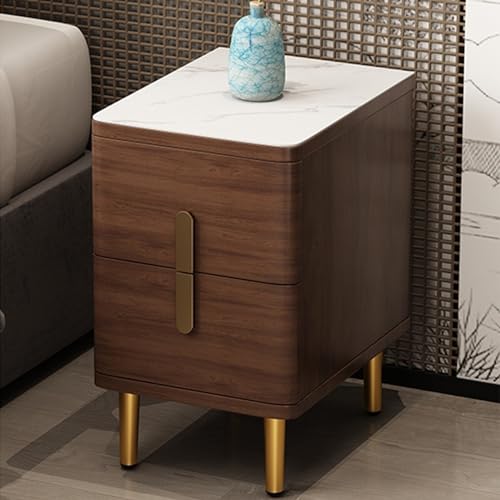 Solid wood Ultra-narrow bedroom bedside table,tall nightstand,nightstand organizer Easy to push and pull,Modern Nightstand with 2 Drawers,mid century modern nightstand,Suitable for bedroom,corridor ( - color: Walnut, size: 25*40*54cm/9.8*15.7*21.3in