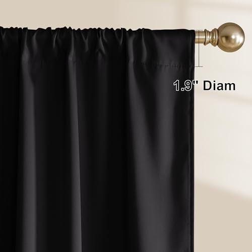 NICETOWN 100% Black Out Kitchen Curtains 36 inch Length, Rod Pocket Short Window Treatment Room Darkening Drapes, W52 x L36, 2 Panels - color: Black, size: 52"W x 36"L (Pack of 2)
