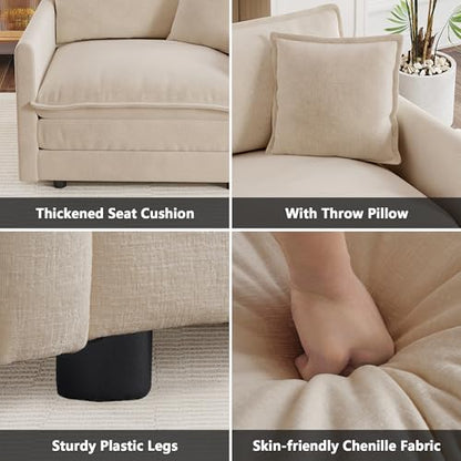 Modular Sectional Sofa, 76.4 Inch L Shaped Couch Set for Living Room, Loveseat Comfy Cloud Couches with Movable Ottoman, DIY Combination, Chenille, Light Coffee - color: Light Coffee, size: 76.4 Inch- L