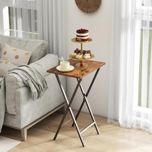 Acovy TV Tray Table Set of 2, TV Dinner Tray, Folding Table, Foldable TV-Trays, Side Table for Bed, Couch, Portable and Small Easy to Move - color: Brown