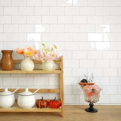 STICKGOO Subway Tile Peel and Stick Backsplash, Thicker Design 12" x 12" Stick on Backsplash Tiles for Kitchen, Bathroom, Wall Tile (10 Sheets, Bright Glossy White) - color: Bright Glossy White