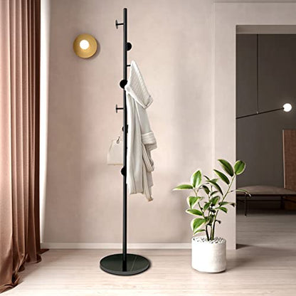 Coat Tree Freestanding, Metal Coat Rack Tree with 8 Hooks, Free Standing Hanger for Hats Scarves Purses Umbrellas, Coat Stands with Stable Base for Entryway Bedroom, Black - style: 8 hooks