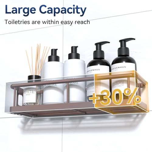 Shower Caddy Adhesive, Rustproof Shower Organizer, Large Capacity Shower Shelves for Inside Shower, No Drilling Bathroom Organizers and Storage for Home Decor （2 Pack Bronze） - color: Bronze