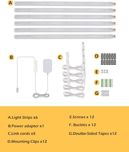 Cefrank 6-Pack Linkable Under Cabinet Lighting, 12" LED Shelf Light Bars | 1200LM Cool White • Plug-in • CRI90+ • Frosted Lens • Pantry • Bookshelf • Workbench - color: White