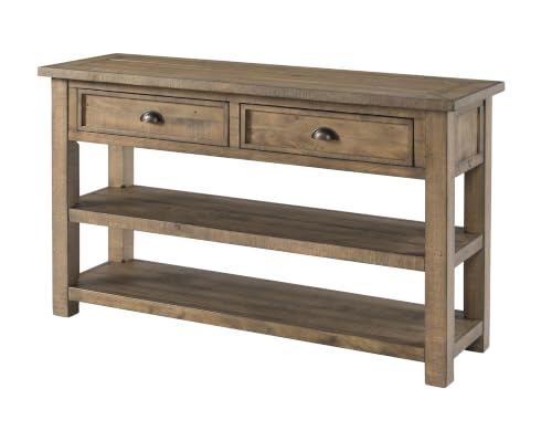 Martin Svensson Home Monterey Solid Wood Sofa Console Table, Natural | Farmhouse Style, Pine Wood, Two Drawers, Two Open Shelves for Storage - color: Reclaimed Natural