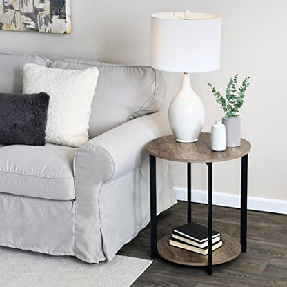 Household Essentials Wooden Side End Table with Storage Shelf | Ashwood - color: Ashwood