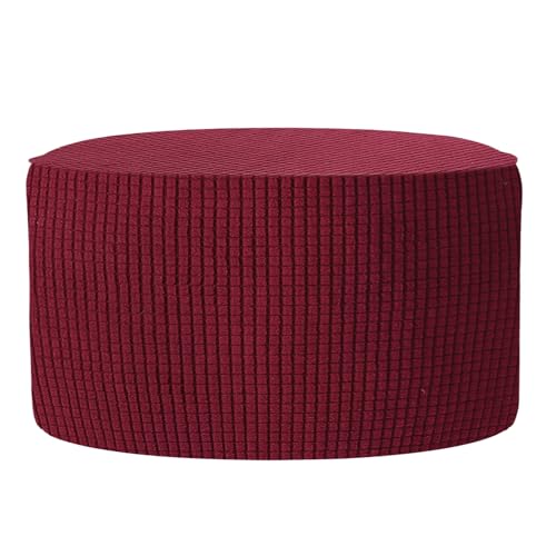 uxcell Ottomen Cover Round, Jacquard Ottomen Slipcover with Elastic Bottom Fit 60cm-73cm / 23.6"-28.7" Diameter, Stretchable Footrest Stool Covers for Furniture Protector, Burgundy - color: Burgundy, size: 60cm-73cm/23.6"-28.7"