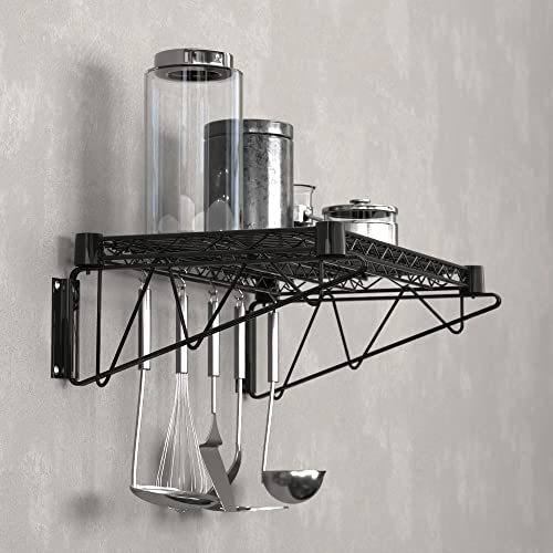 14" x 24" Black Epoxy Wire Wall Mount Shelf - color: Black, size: 14" x 24"