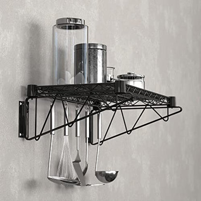 14" x 24" Black Epoxy Wire Wall Mount Shelf - color: Black, size: 14" x 24"