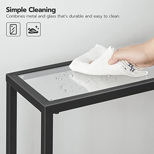 HOOBRO 29.5" Narrow Console Table, Modern Sofa Table Behind Couch, Tempered Glass Entryway Table, Small Side Table for Entrance, Living Room, Foyer, Hallway, Bedroom, Black BK07XG01 - color: Black