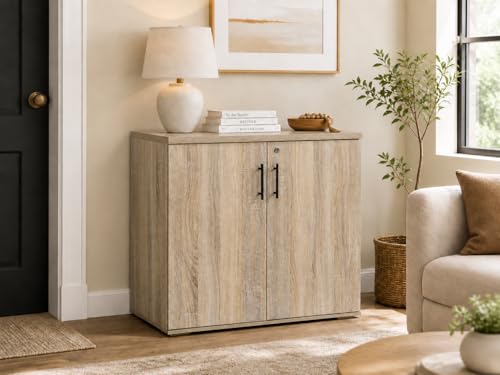MMT Office Storage Cabinet, Garage Storage, 2 Door, Sonoma Oak - color: Sonoma Oak