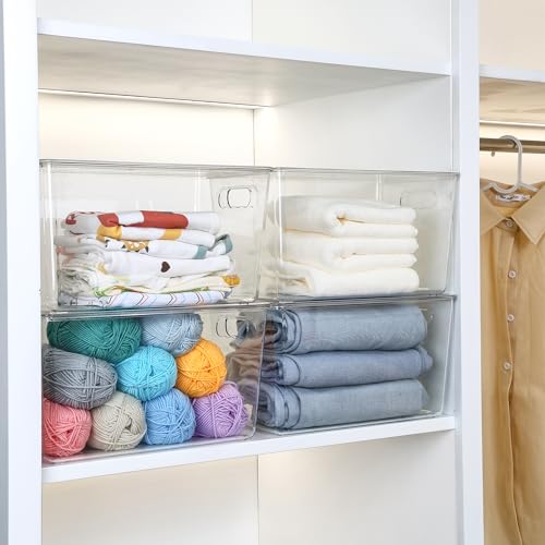 Vtopmart 6 Pack Clear Stackable Storage Bins with Lids, XLarge | BPA-free Plastic, Organize Vertically, For Pantry Kitchen Fridge Cabinet Closet Bathroom, Built to Last, Easy to Move - size: XL(13"L x 7.4"W x 7"H)