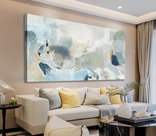 Abstract Canvas Wall Art Contemporary Teal Abstract Pictures Painting Modern Bluish Green Canvas Prints Turquoise Artwork Wall Decor for Living Room Bedroom Home Office Wall Decoration 24x48in - color: Teal Abstract Artwork, size: 48"L x 24"W