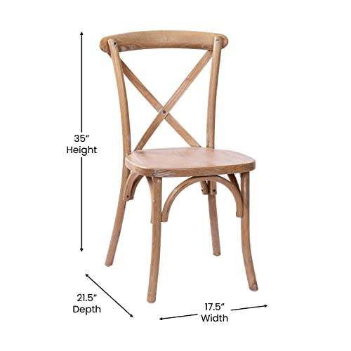 Merrick Lane Bardstown X-Back Bistro Style Wooden Dining Chair for Kitchens and Dining Rooms, High-Back Wood Stackable Kitchen Chair, Medium with White Grain - color: White Grain