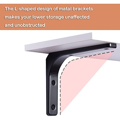 Long Wall Shelves, 23.6Inch Wooden Wall Mounted Shelves, Set of 2 | Floating Book Shelf, Sturdy Metal Bracket Easy Assembly, Max Load 22lbs, Wall Storage Ledges, Bedroom/Bathroom/Kitchen, White - color: White, size: 23.6 Inch