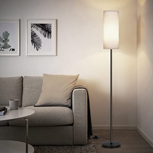 Modern Standing Lamp with Lampshade, Minimalist Tall Lamp with Foot Switch for Living, Bedroom, Kids Room, Office - color: White