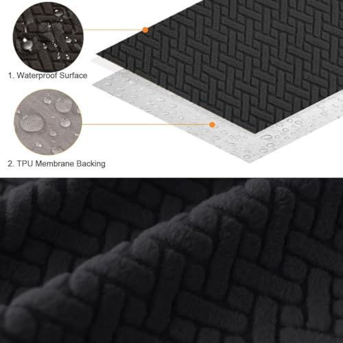 Levoberg Waterproof Square Ottoman Cover Large Square Folding Storage Ottoman Bench Slipcovers Footrest Stool Covers Oversized Ottoman Coffee Table Covers Cube with Elastic Bottom XL Black - color: Black, size: Square-XL