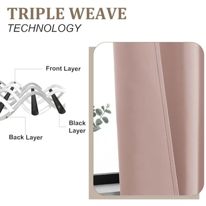 Blush Pink Room Darkening Curtains 63 Inch Length 2 Panels Set, Thermal Insulated Energy Soft Window Curtains for Bedroom Living Room Dining Room with Rod Pocket, 40" W x 63" L - color: Blush Pink, size: 40"W x 63"L (Pack of 2)