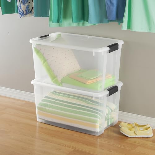 Sterilite 4 Pack Ultra Latching Box, Storage Bins with Lids, Clear Plastic, 70 Quart - Heavy-Duty Organizing Containers for Closet, Bathroom, and Office - size: 70 Quart